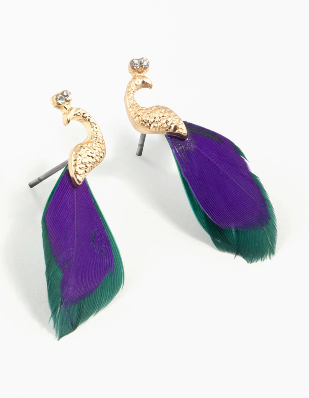 Beautiful Accessory Blue Green Feather Mini Peacock Earrings