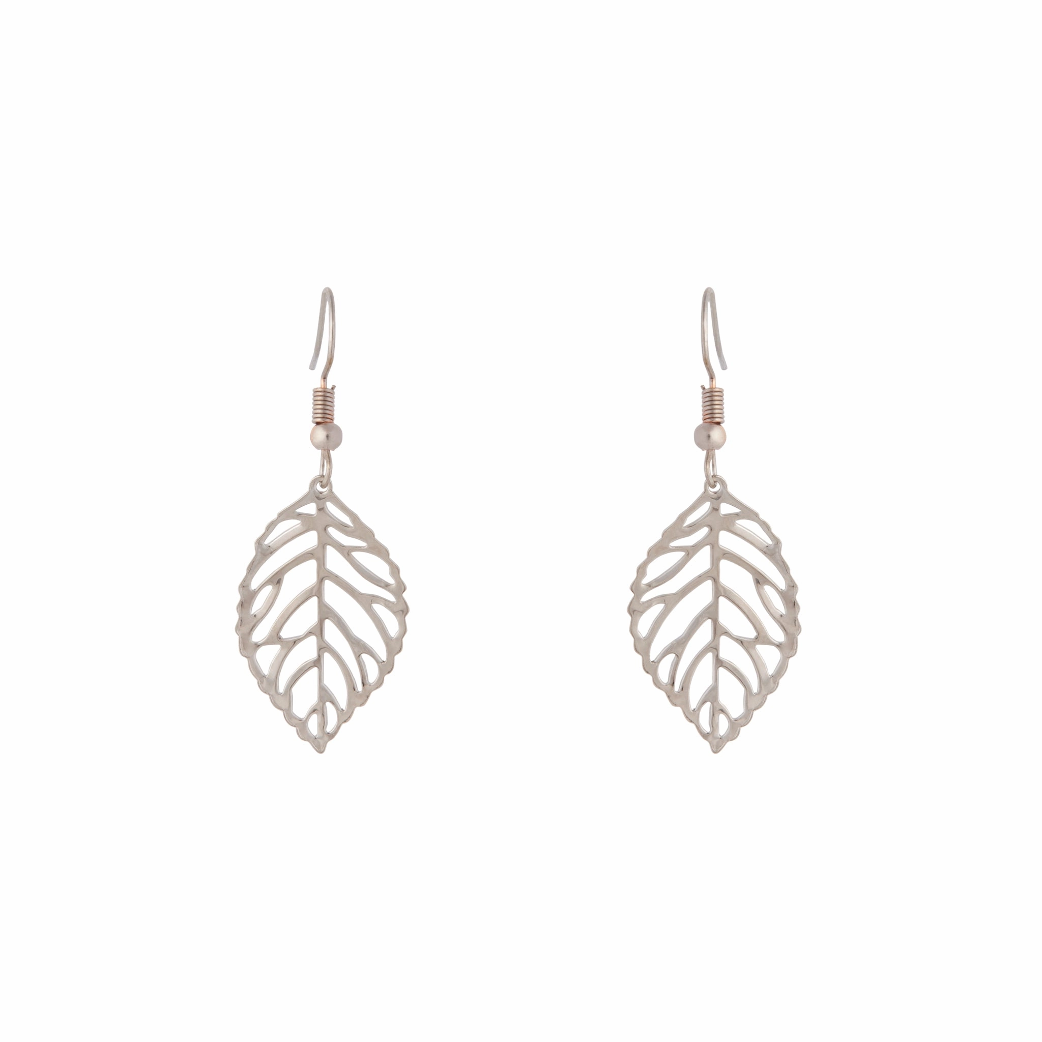 High-Quality Style Vintage-Inspired Piece Silver Single Leaf Filigree Drop Earrings