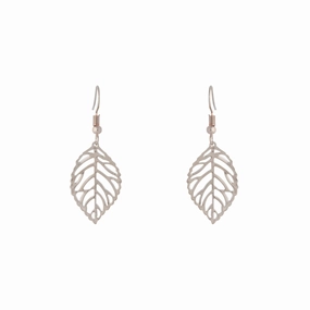 High-Quality Style Vintage-Inspired Piece Silver Single Leaf Filigree Drop Earrings