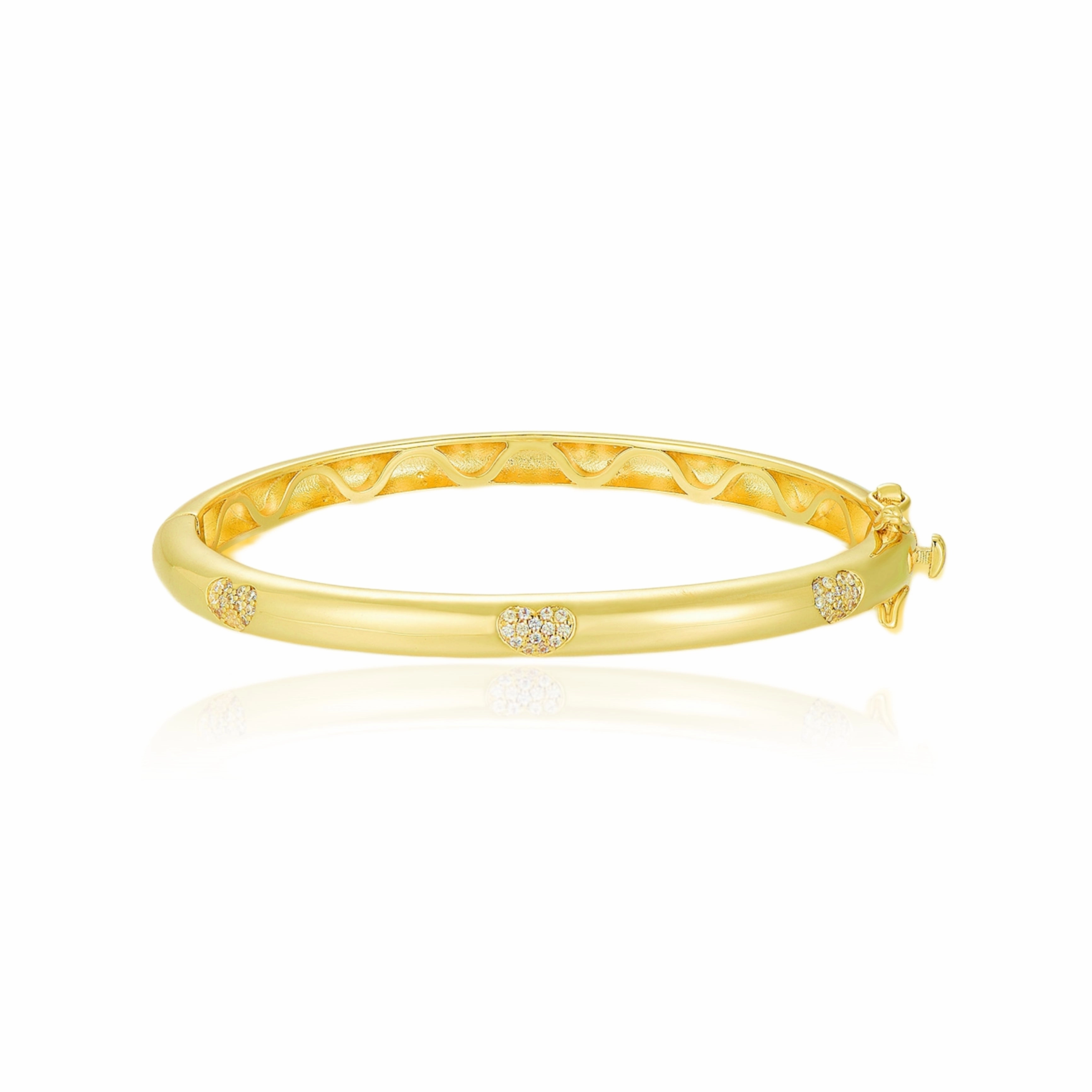 Presented Beautifully Gold Plated CZ Heart, Flower, Or Butterfly Kids' Bangle Bracelet