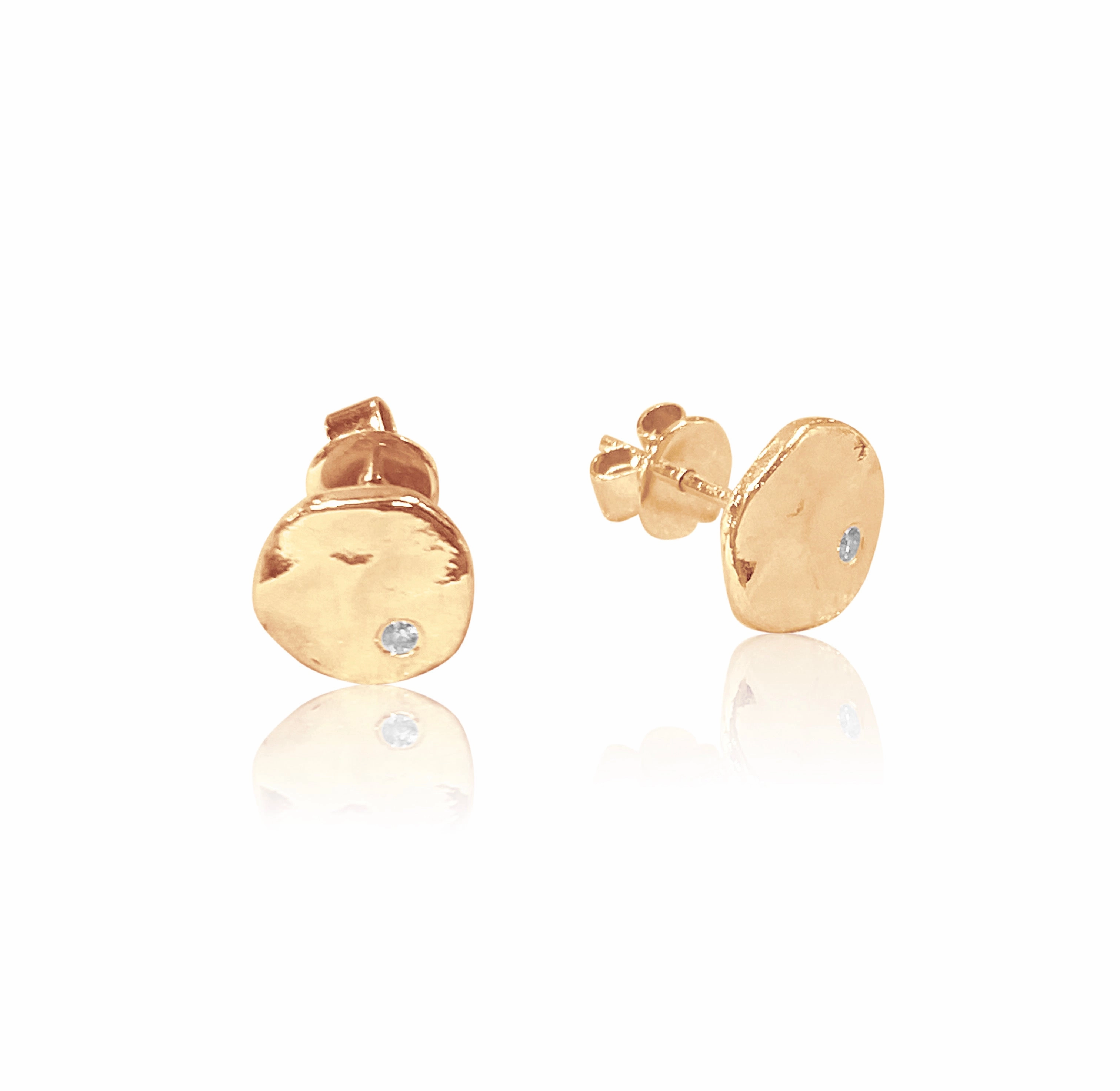 Dull Trinket Star-Shaped Embellishment Katrina's 18k & Diamond Textured Disc Stud Earrings