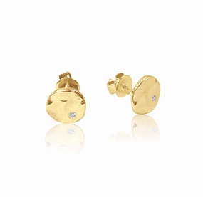 Summer Ornament Katrina's 18k & Diamond Textured Disc Stud Earrings