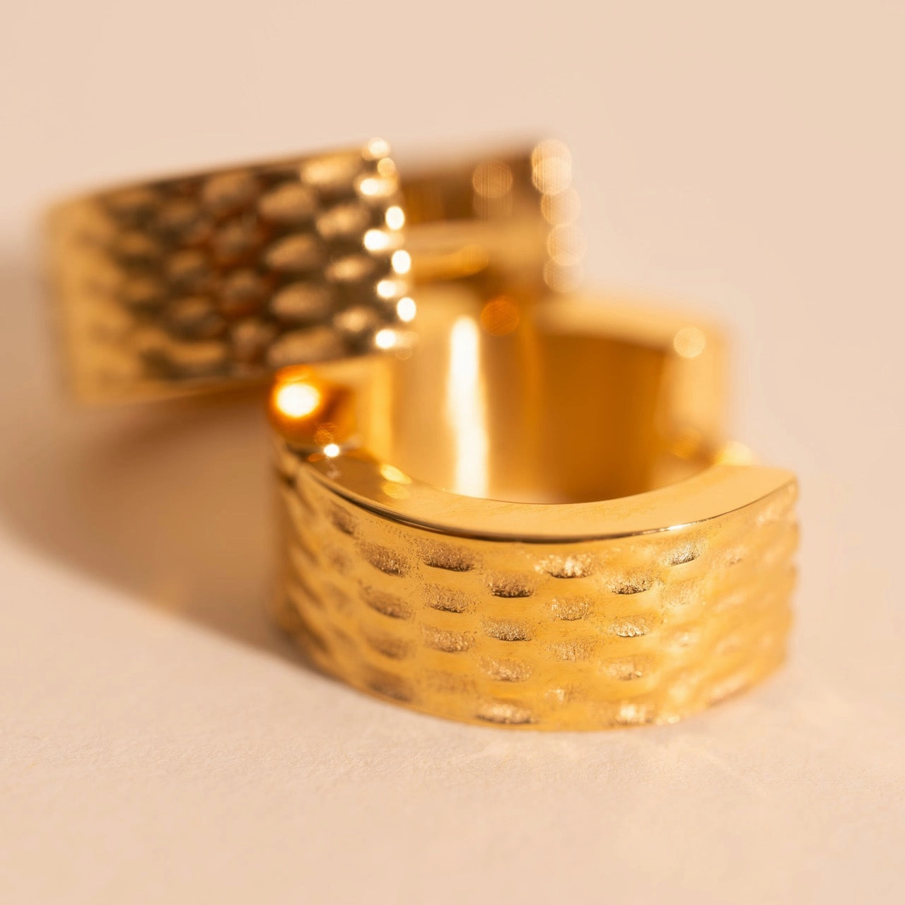 Radiant Look Radiant Edge Basketweave Super Chunky Huggie Hoop Earrings