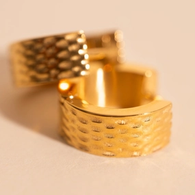 Radiant Look Radiant Edge Basketweave Super Chunky Huggie Hoop Earrings