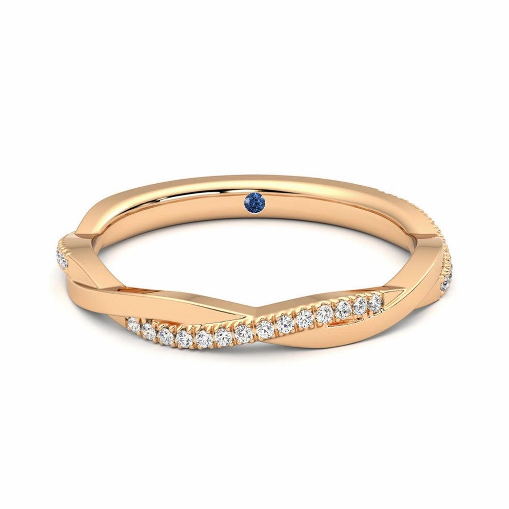 Twisted Band Pav?? Moissanite Wedding Band with Anniversary Stone Accent Bold Look Classic Proportion