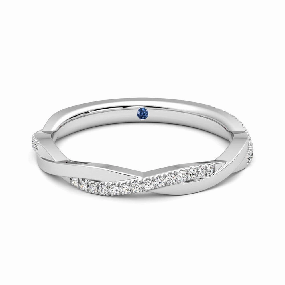 Twisted Band Pav?? Moissanite Wedding Band with Anniversary Stone Accent Daily Structure