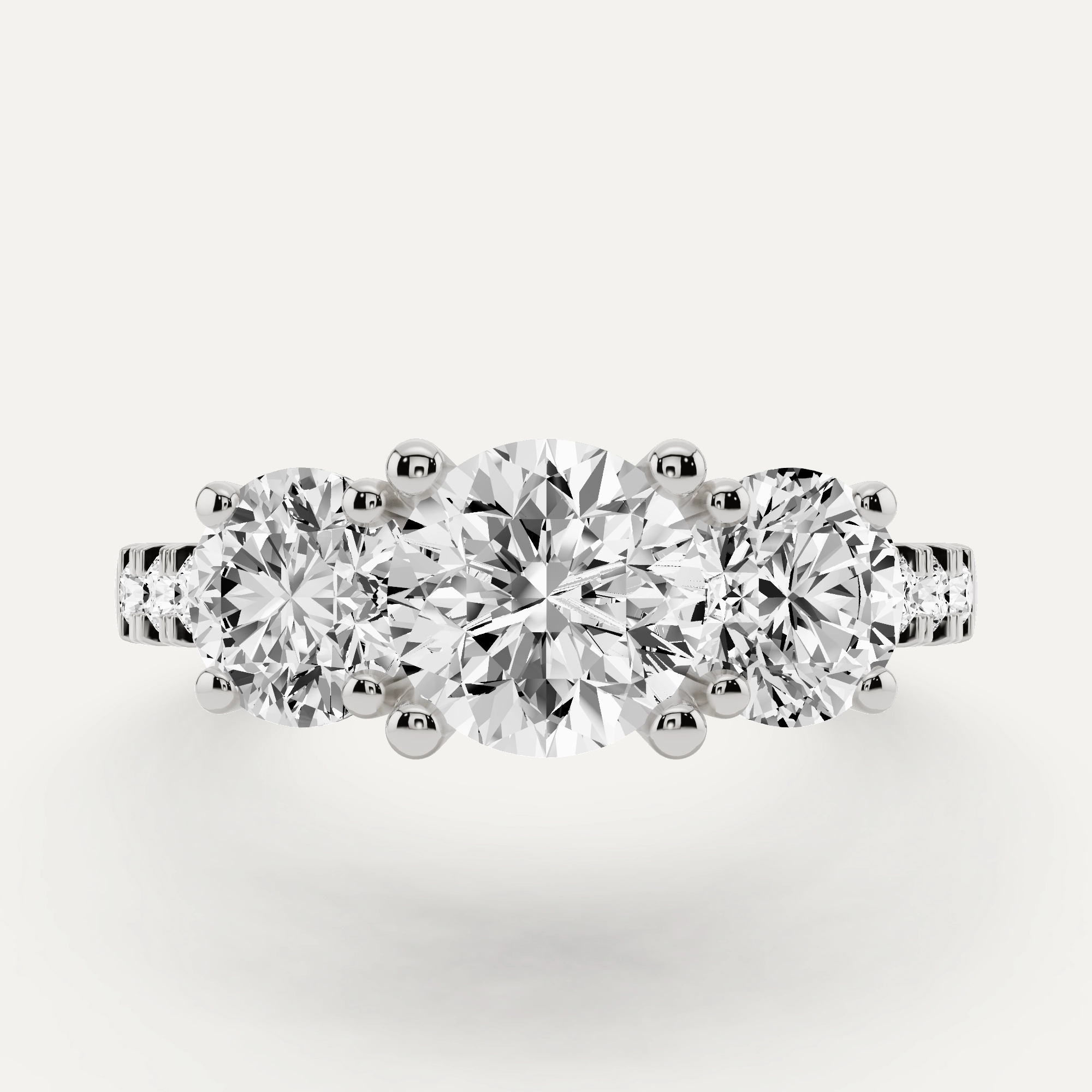 Glam Focus Instant Shine 2 ctw Round Diamond Three Stone Engagement Ring with Round Side Stones