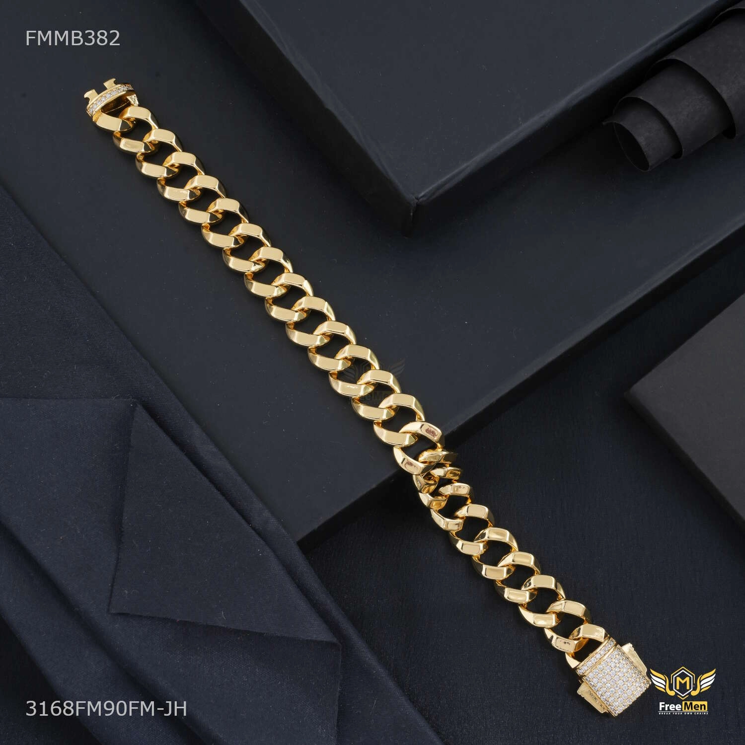 Cherished Item Heavenly Fusions Designer Ring to Ring Bracelet for Men - FMMB382