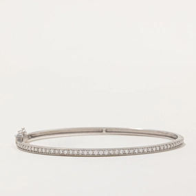 Distinctive Detail Diamond Bangle Bracelet | 0.75ctw | 7" |
