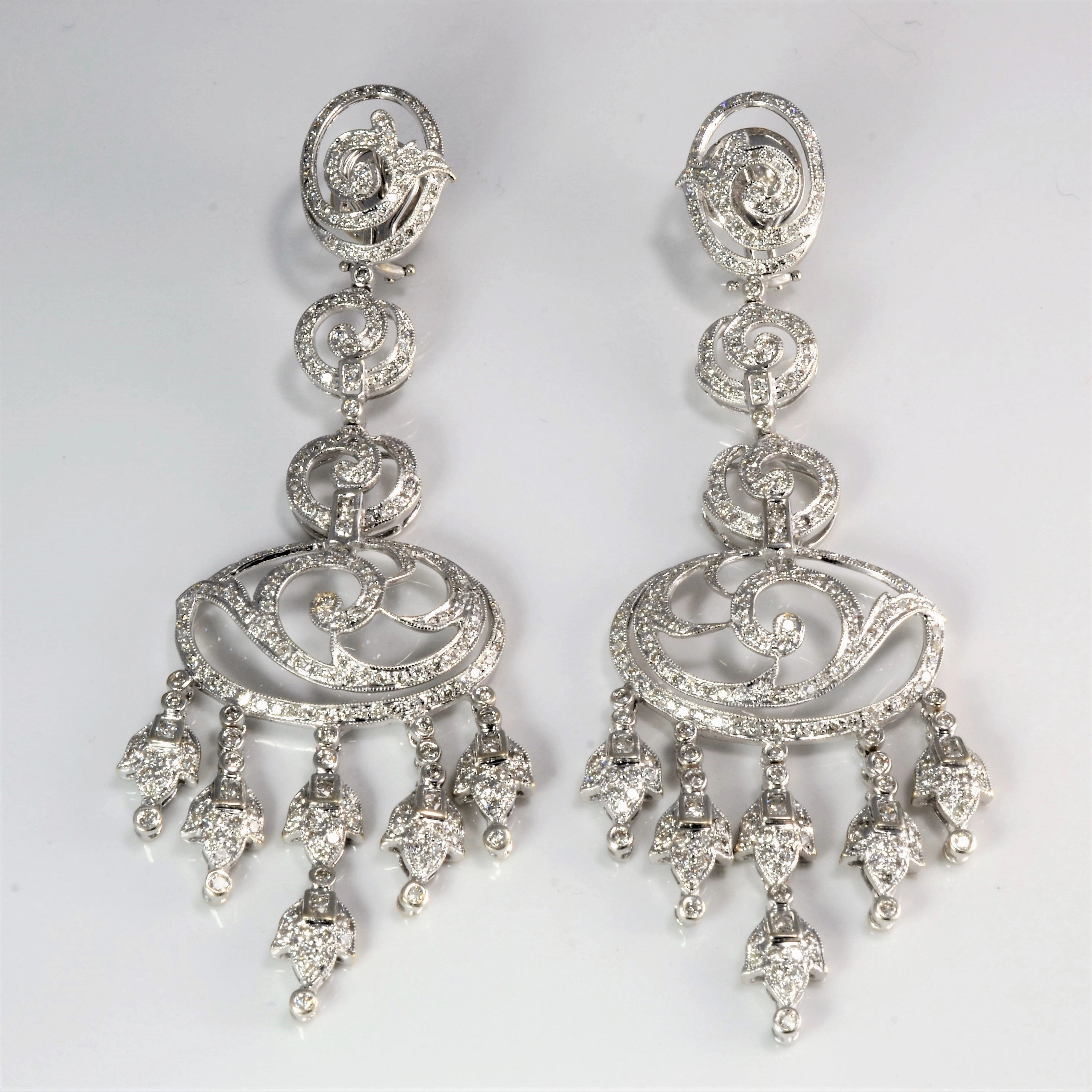 Chic Accessories Shimmering Design Diamond Chandelier Earrings | 6.15 ctw |