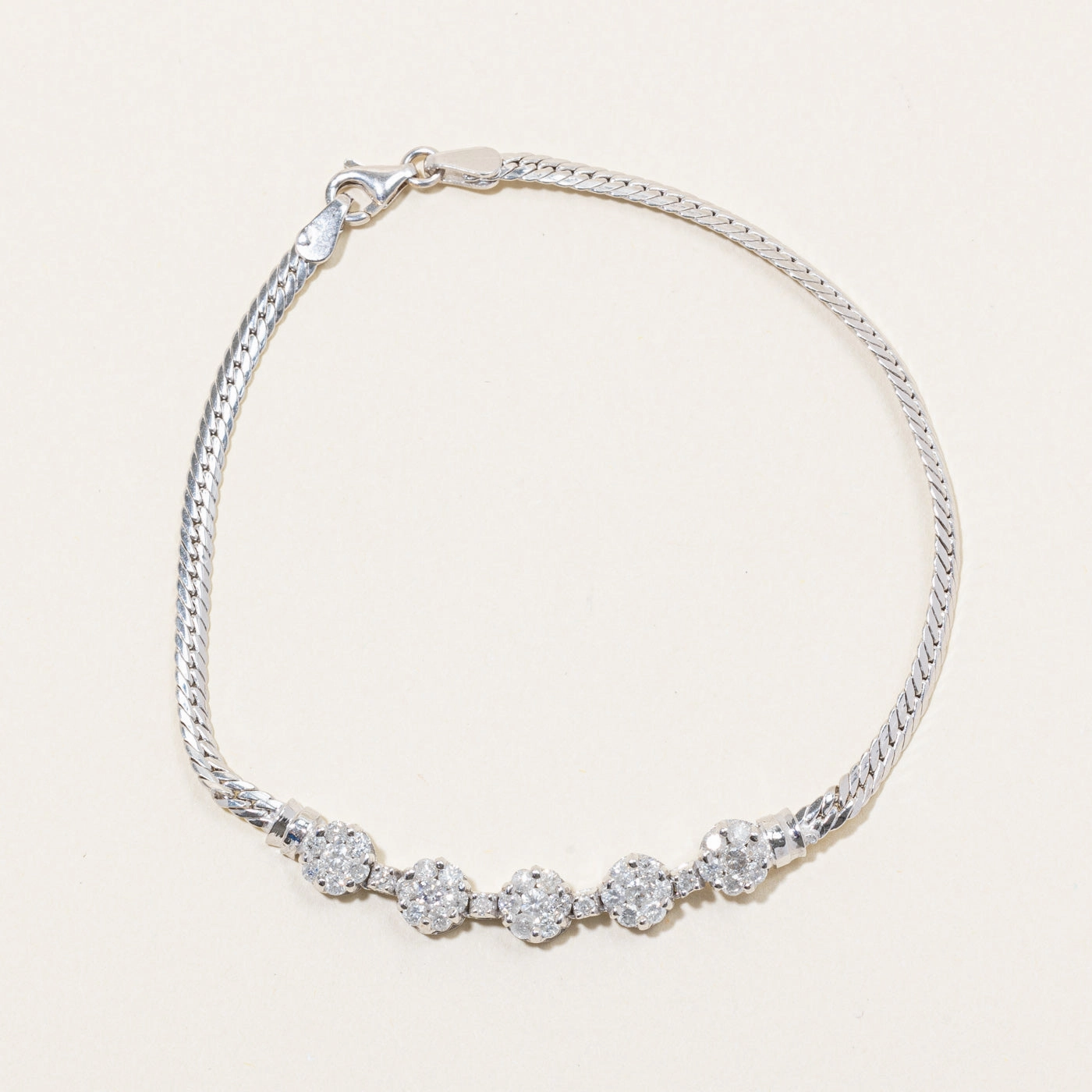 Diamond Cluster Bracelet | 0.95ctw | 7.5" | Soft Glow Up