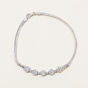 Diamond Cluster Bracelet | 0.95ctw | 7.5" | Soft Glow Up
