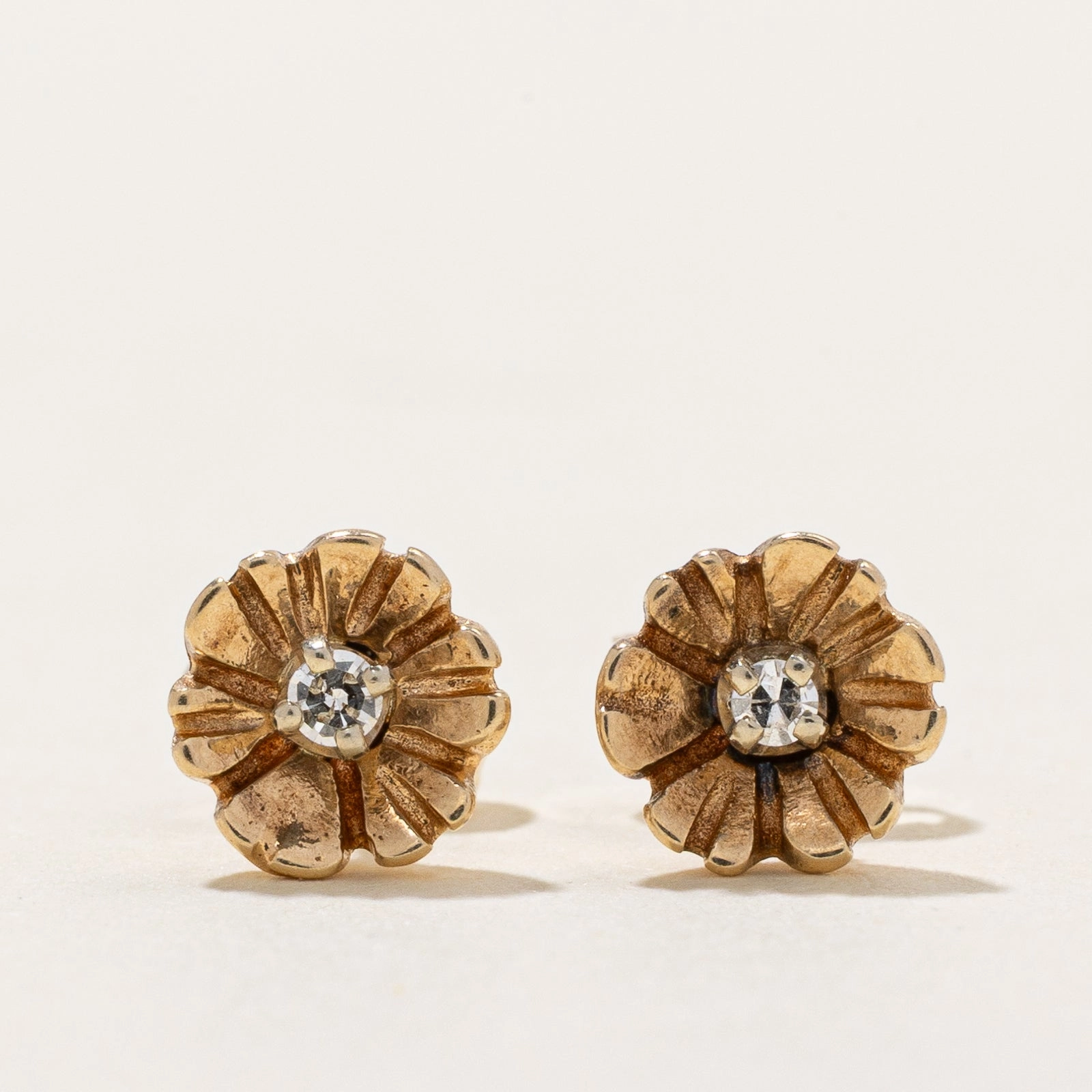 Evening Glam Sophisticated Detail Diamond Floral Stud Earrings | 0.04ctw