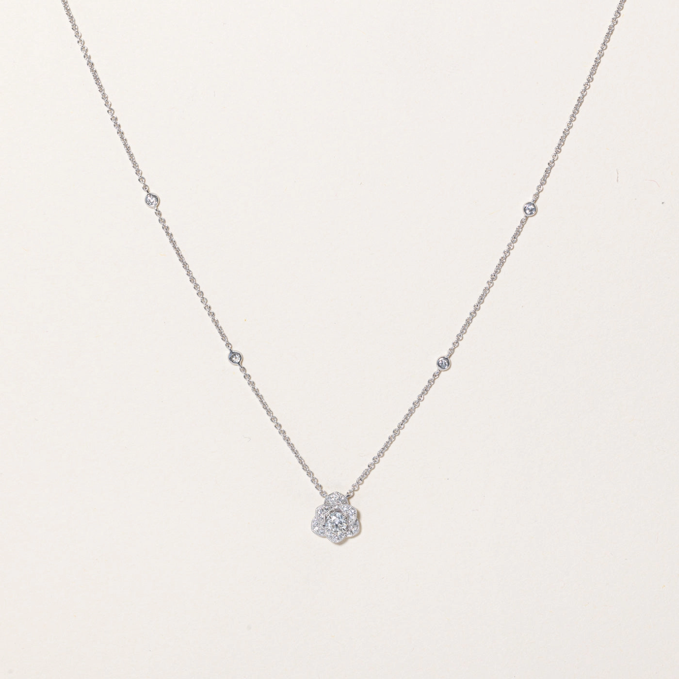 Subtle Spark Diamond Flower Pendant Necklace | 0.46ctw | 16" |