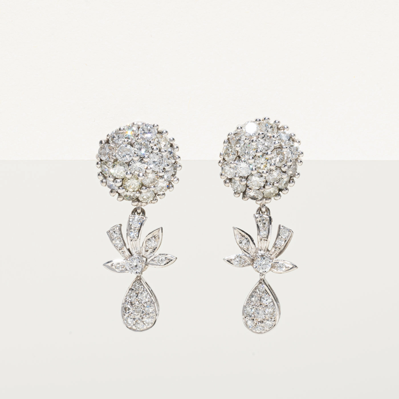 Sharp Silhouette Contemporary Form Diamond Mixed Cluster Drop Earrings | 2.50ctw