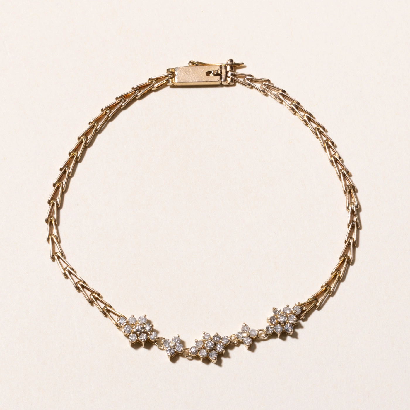 Diamond Multi Petal Cluster Bracelet | 0.52ctw | 7.25" Evening Feature Fashion Design