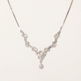 Diamond Pendant Necklace | 0.21ct | 18" | Evening Wear Romantic Set