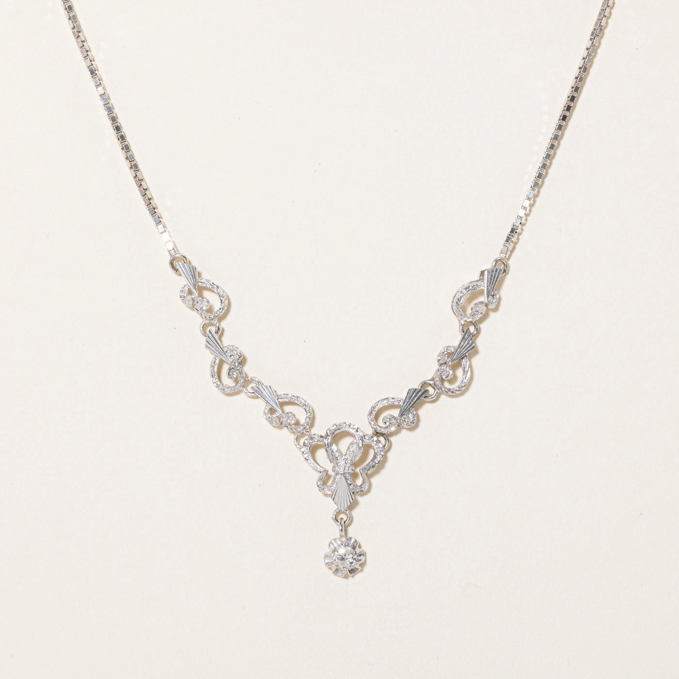 Diamond Pendant Necklace | 0.21ct | 18" | Evening Wear Romantic Set