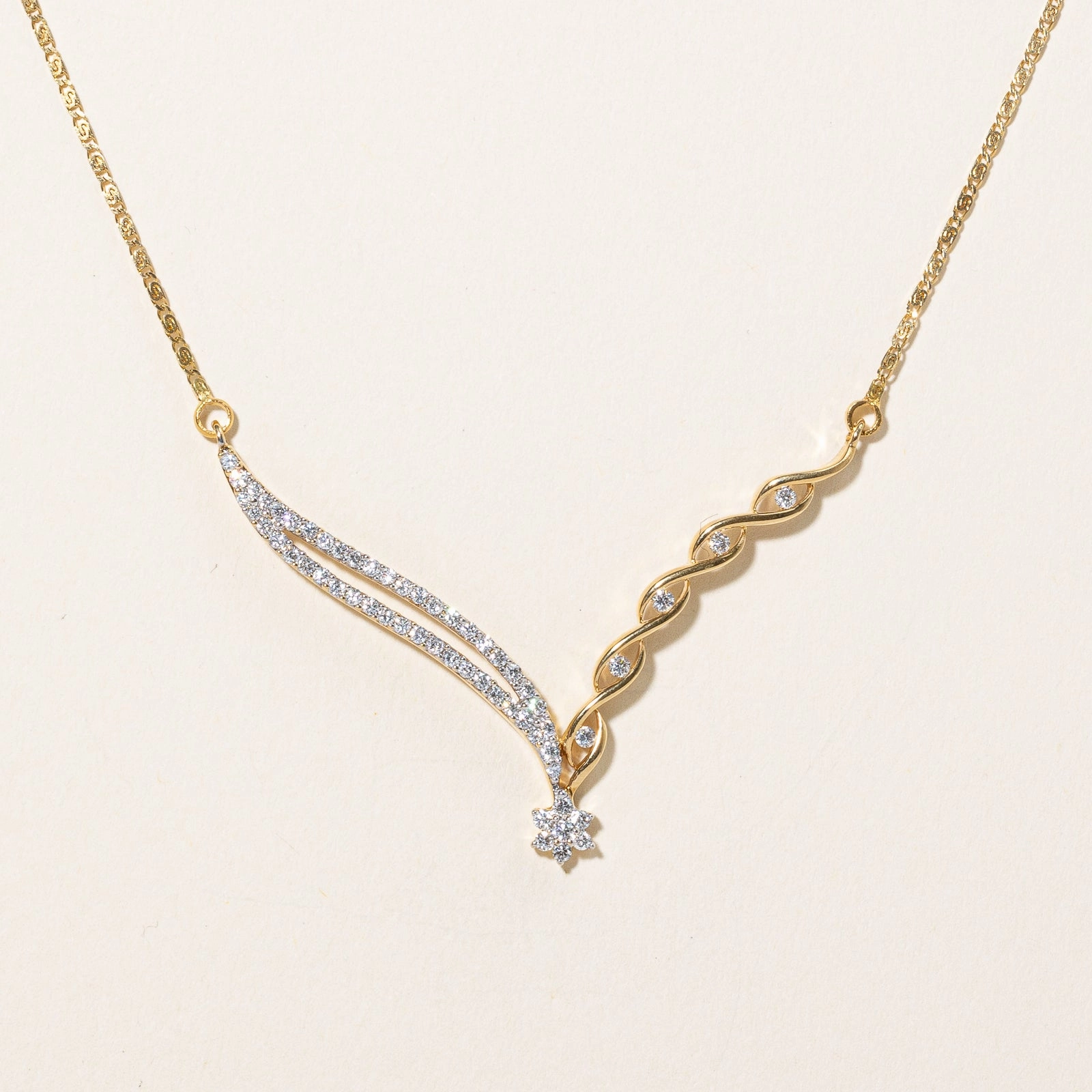 Luxury Edge Light Spark Diamond V Pendant Necklace | 0.28ctw | 18.5" |