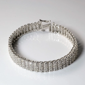 Diamond Wide Link Bracelet | 2.25ctw | 7" | Vibrant color Formal Night
