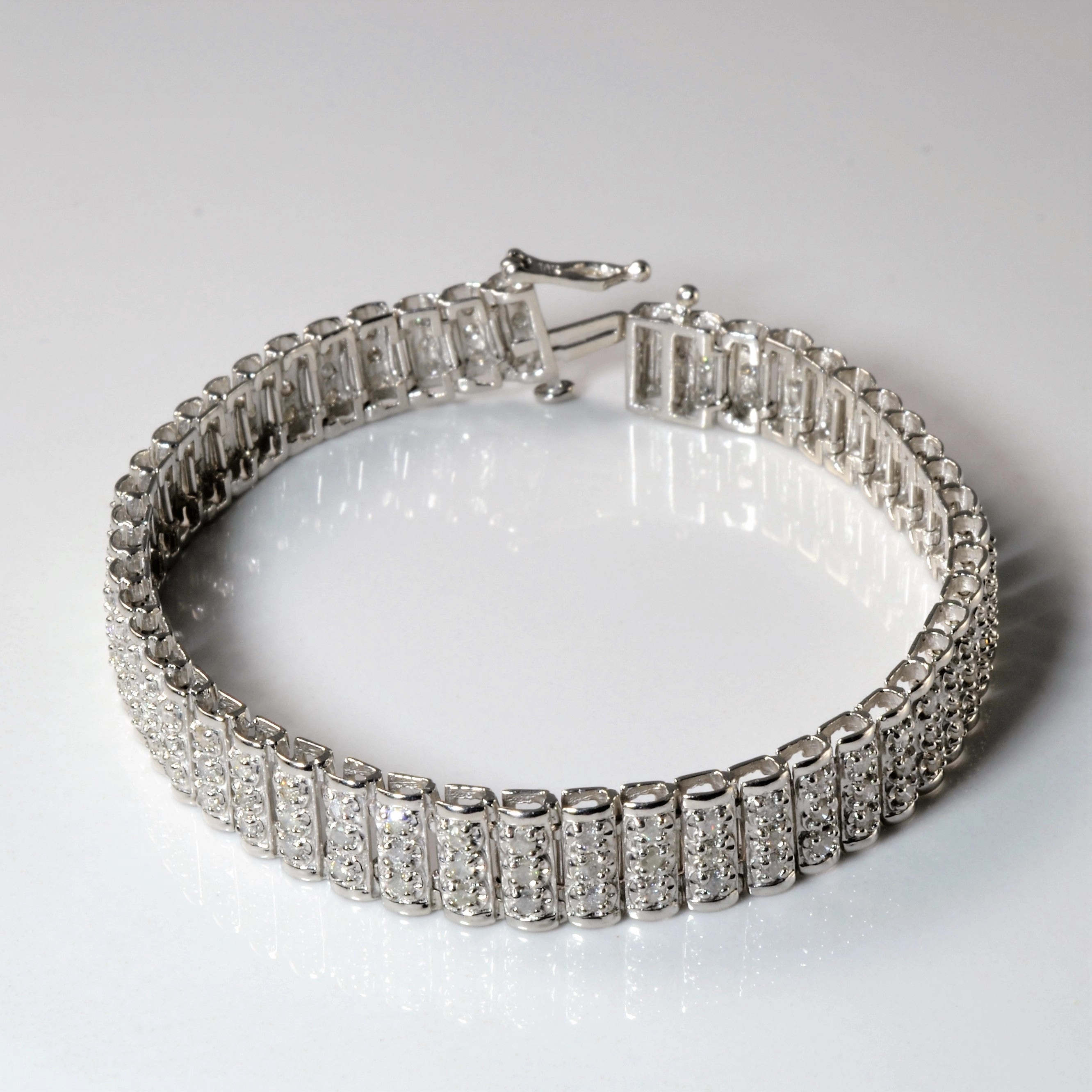 Diamond Wide Link Bracelet | 2.25ctw | 7" | Vibrant color Formal Night