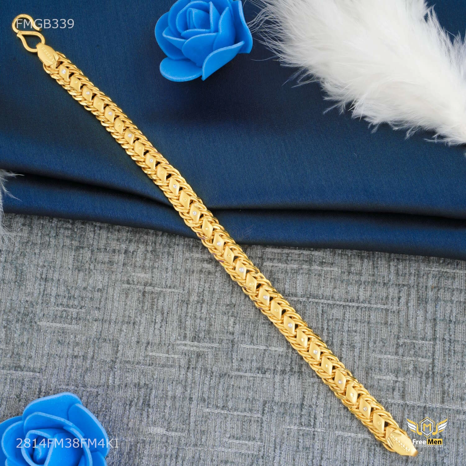 Dimond cut with Rhodium Dot Bracelet  for Men - FMGB339 Cultural Heritage