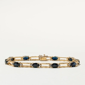 Red Tone 14K Sapphire & Diamond Gemstone Bracelet | 5.60ctw, 0.18ctw | 6.75"