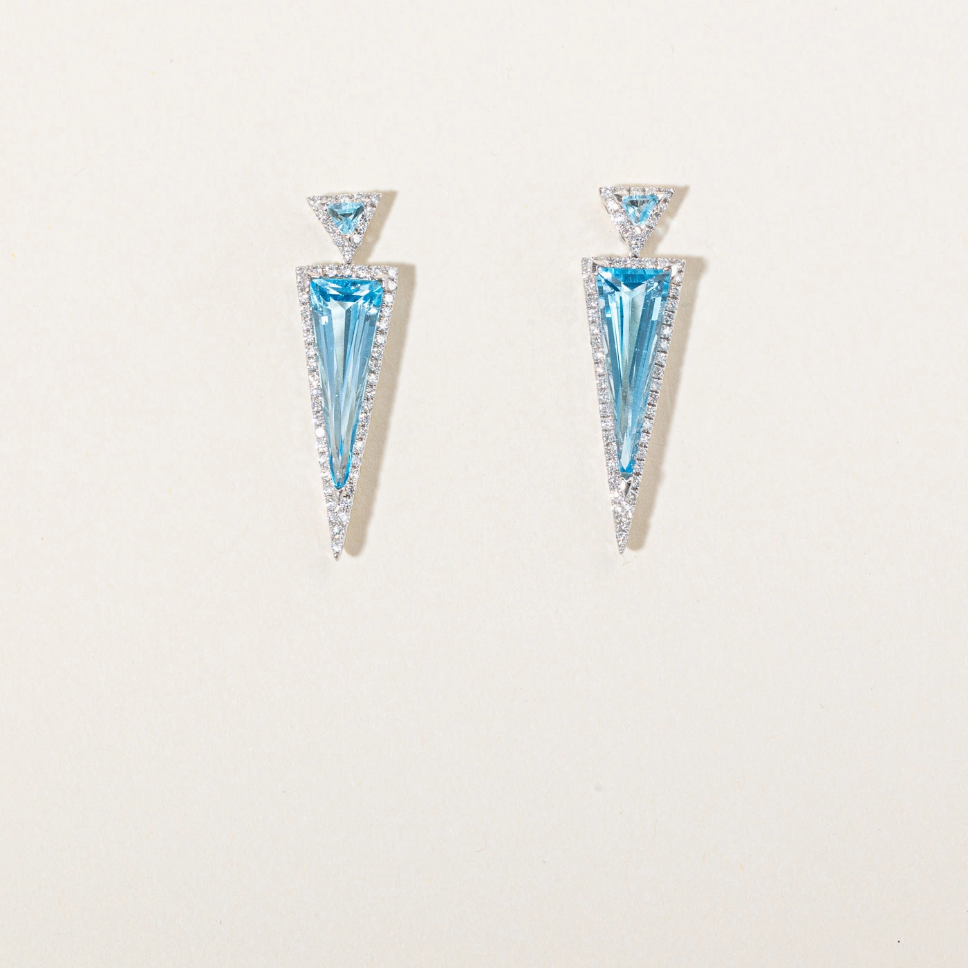 Elegant Craft Timeless Shine Blue Topaz & Diamond Earrings | 11.75ctw, 0.65ctw |