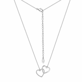Sterling Silver Interlocking Micropave and Smooth Hearts Necklace Creative Edge