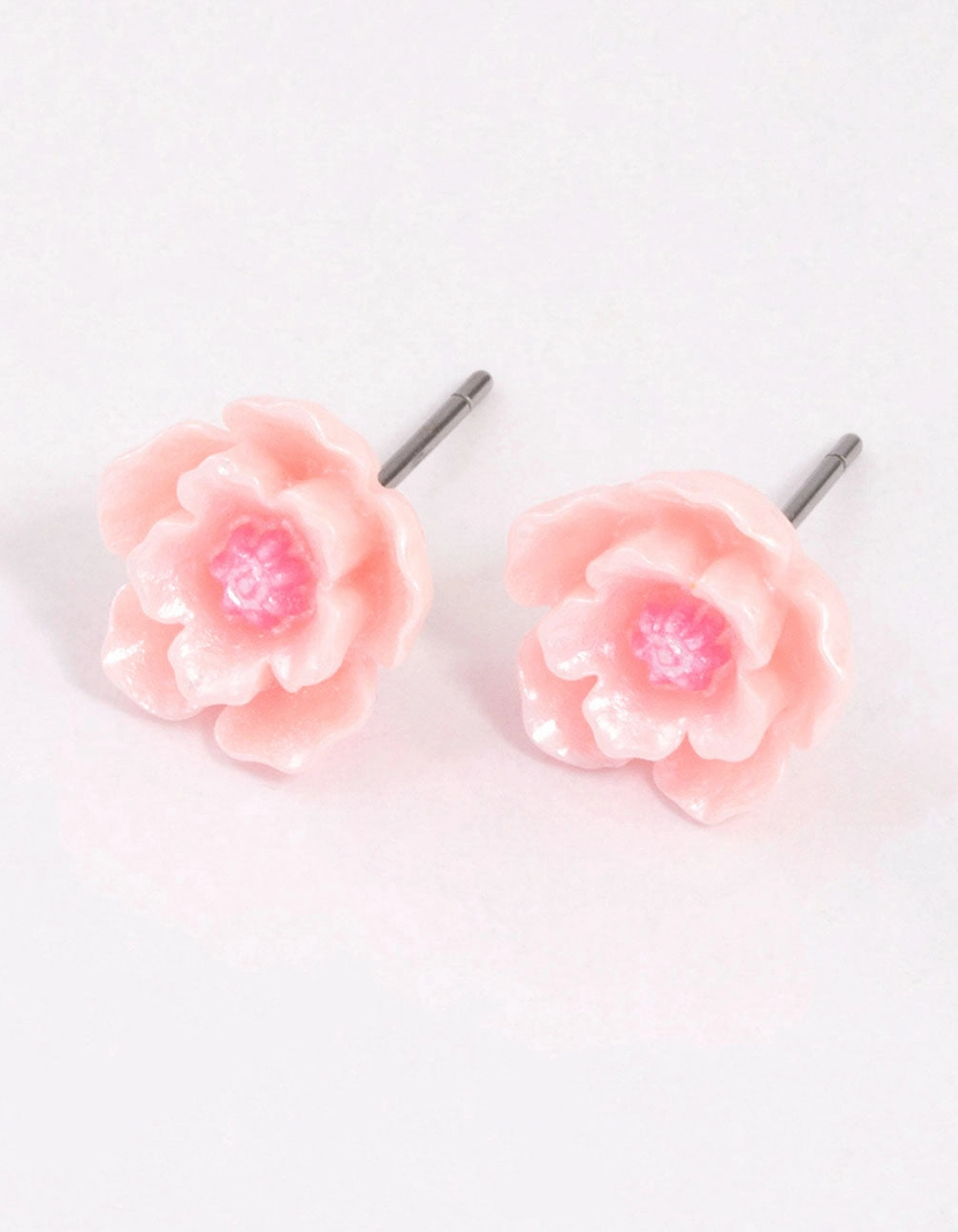 Rectangular Decoration Comfortable Design Pink Pearlised Flower Stud Earrings