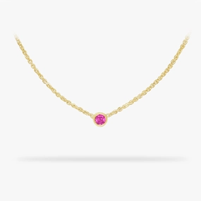 Birthday Necklace October - Tourmaline 14k gold necklace Minimalist Charm Distinctive Edge