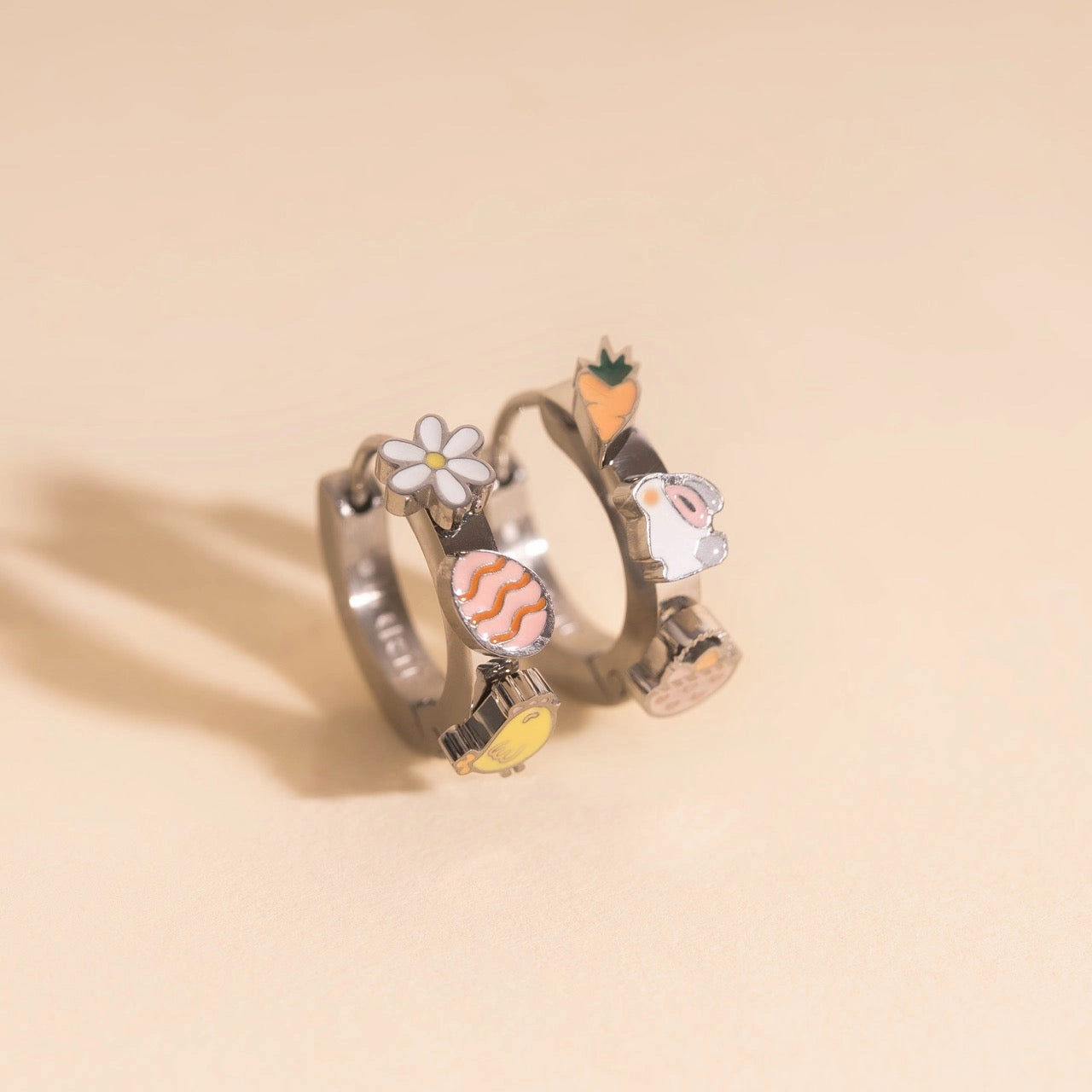 Easter 3D Huggie Hoop Earrings Winter Accent