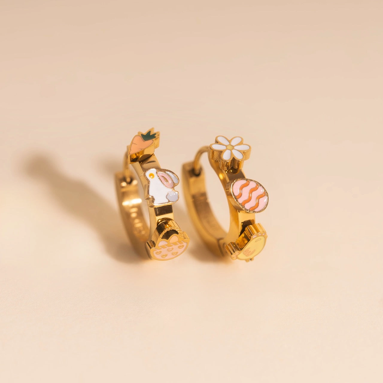 Easter 3D Huggie Hoop Earrings Light Detail