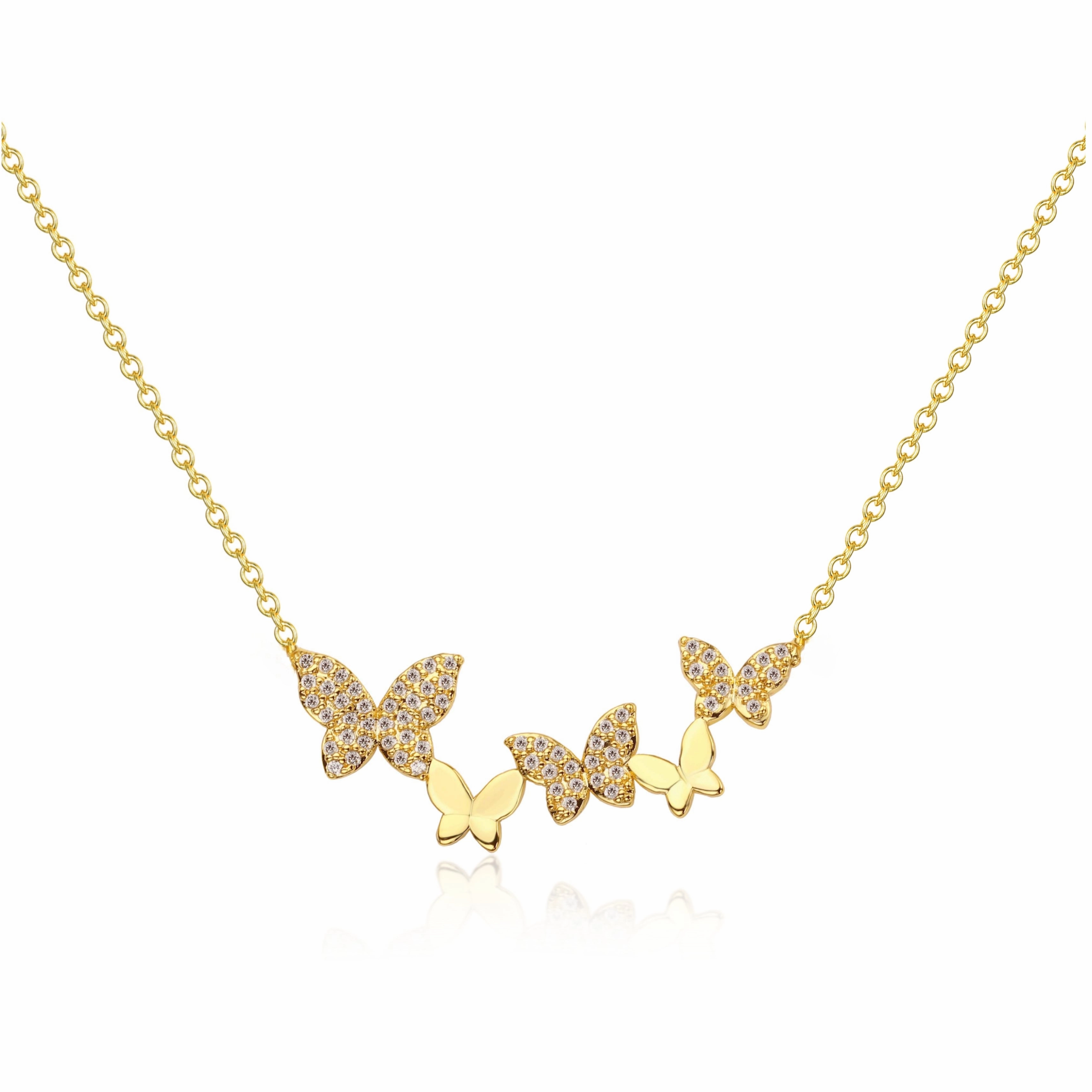 Sterling Silver 5 Butterfly Micropave Necklace Beautiful Jewelry
