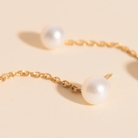 Pearl Line Stud Earrings Artisan Piece Signature Detail