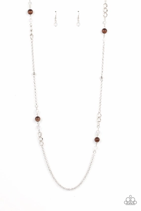 Twisted Adornment Paparazzi Accessories ?Teasingly Trendy - Brown Necklace?Flat Rate Ship $4.50?