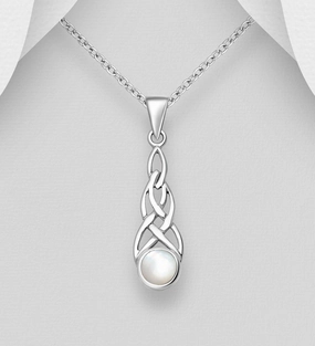 Celtic Knot Sterling Silver Pendant with Mother of Pearl Classic Choice Soft Accent