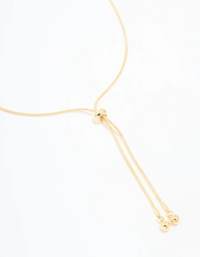 Travel Present Chic Detail Gold Plated Adjustable Toggle Y-Necklace