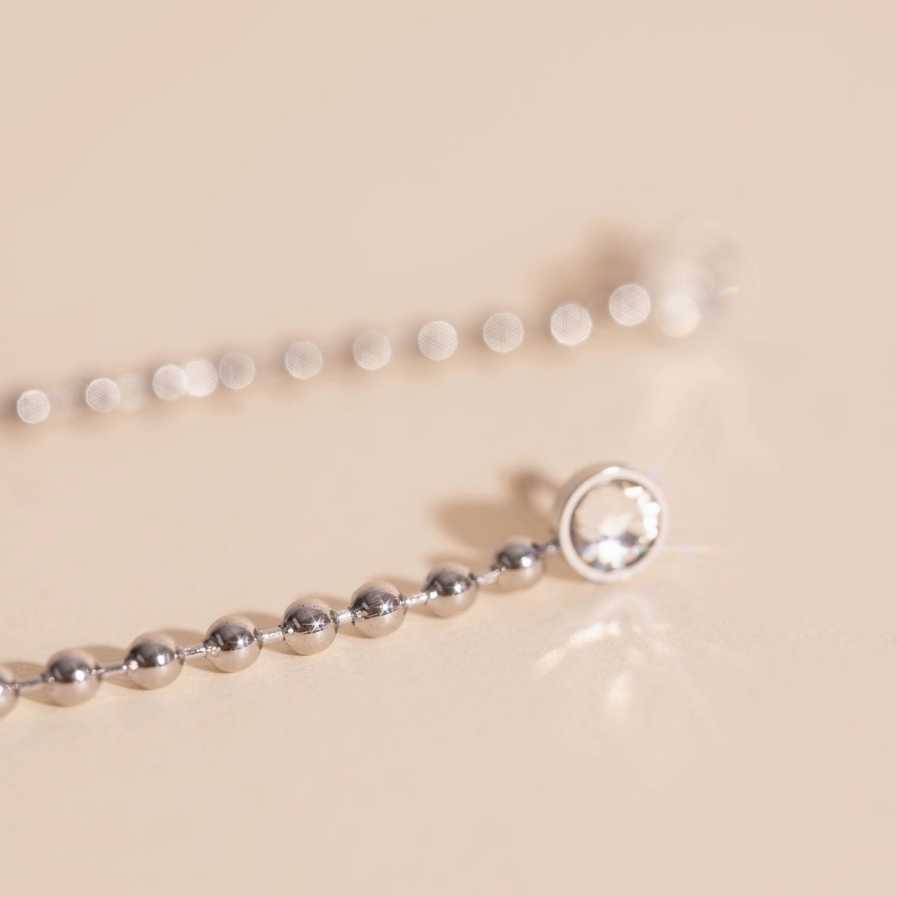 Shiny Gifts Polished Highlights Crystal Bead Chain Stud Earrings