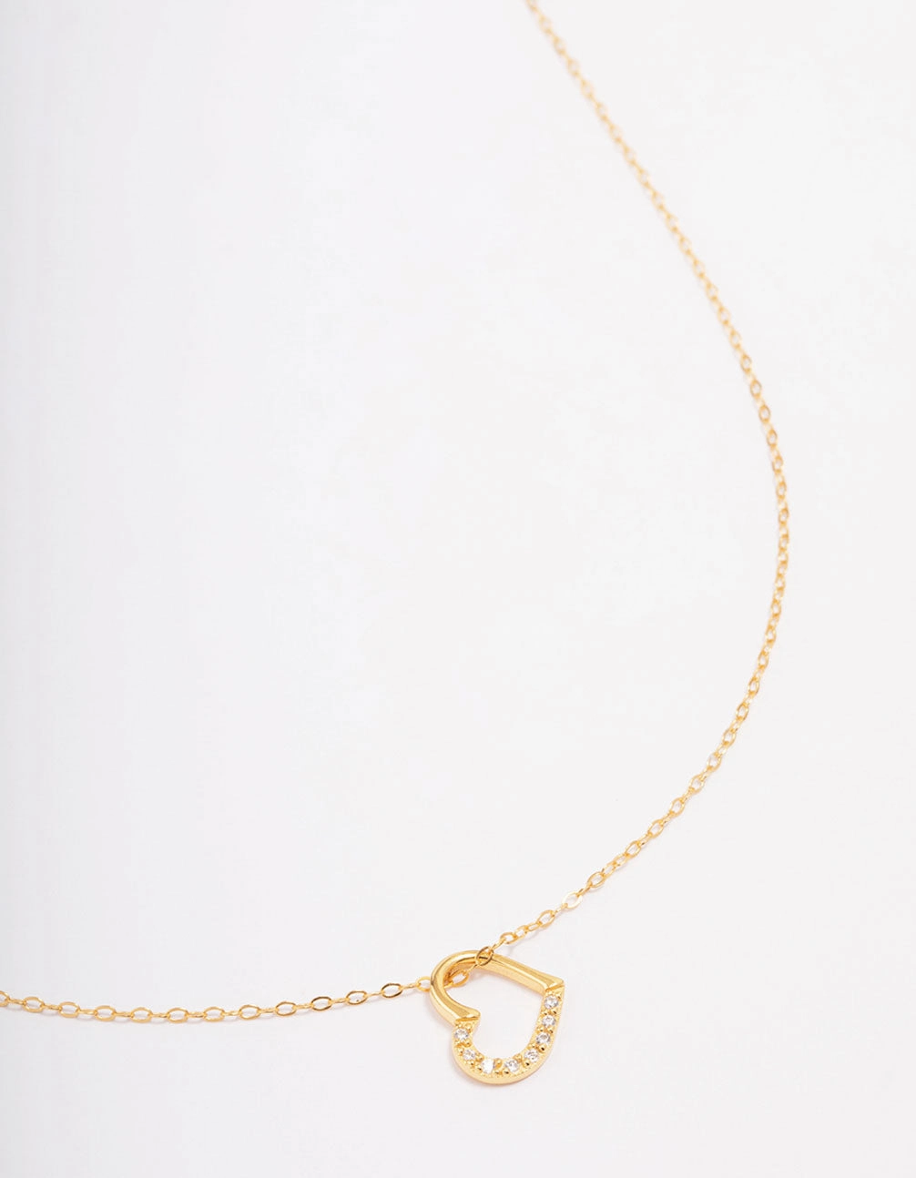 Urban Fashion Gold Plated Sterling Silver Open Cubic Zirconia Heart Pendant Necklace