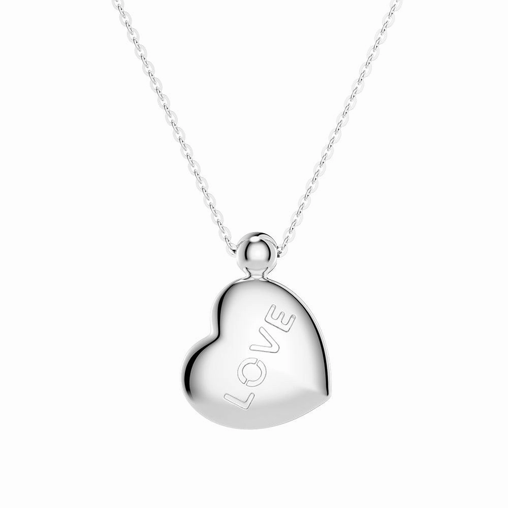 Birthday Cheer Double Side Engraved "Love" Heart Necklace