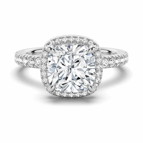 Symbolic Meaning Cushion Cut Halo Moissanite Engagement Ring