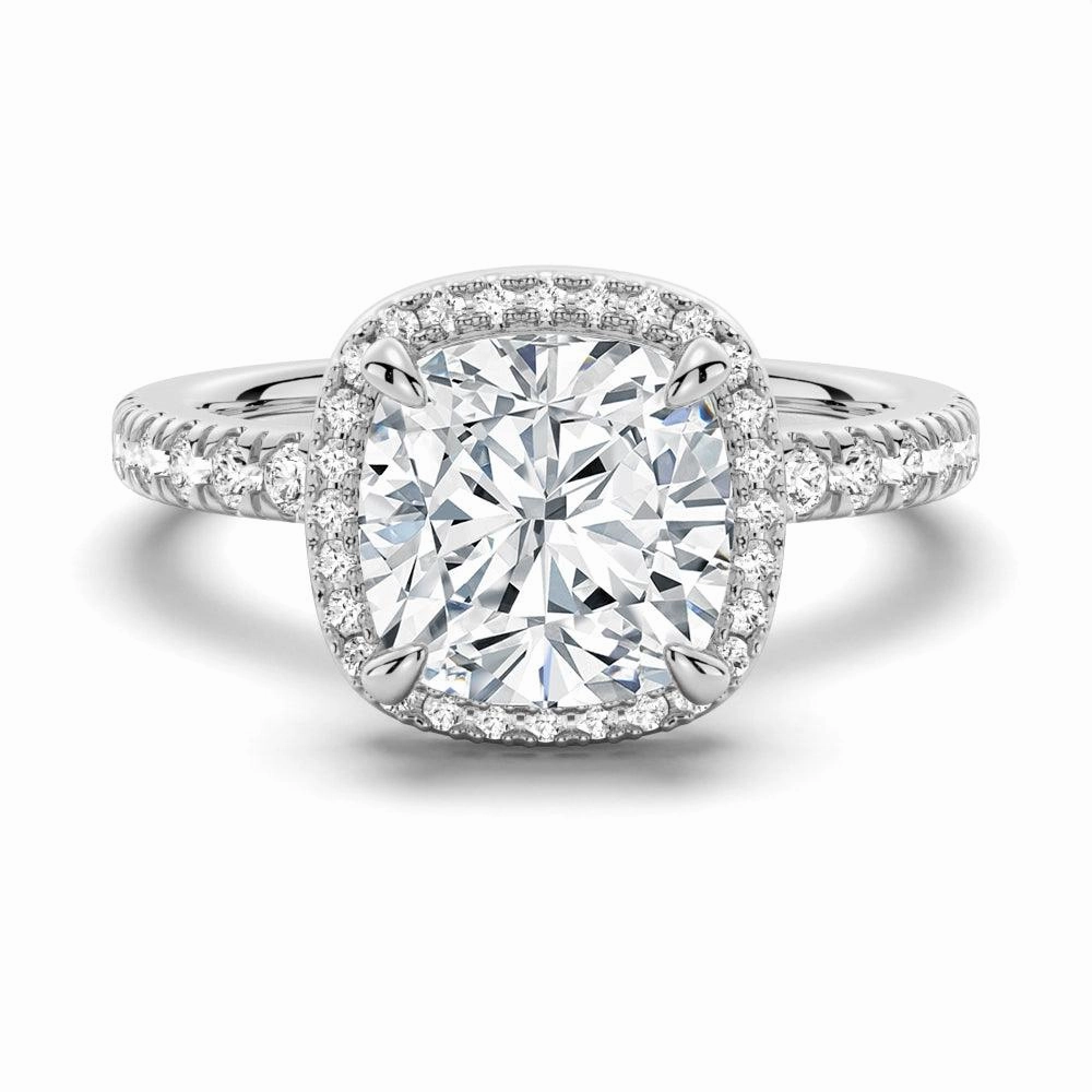 Hypoallergenic Jewelry Cushion Cut Halo Moissanite Engagement Ring