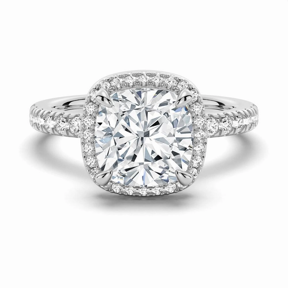 Cushion Cut Halo Moissanite Engagement Ring Contemporary Gift