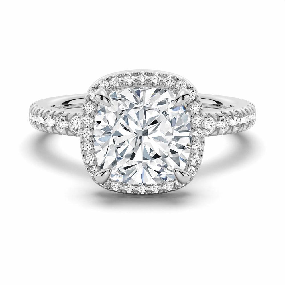 Symbolic Meaning Cushion Cut Halo Moissanite Engagement Ring