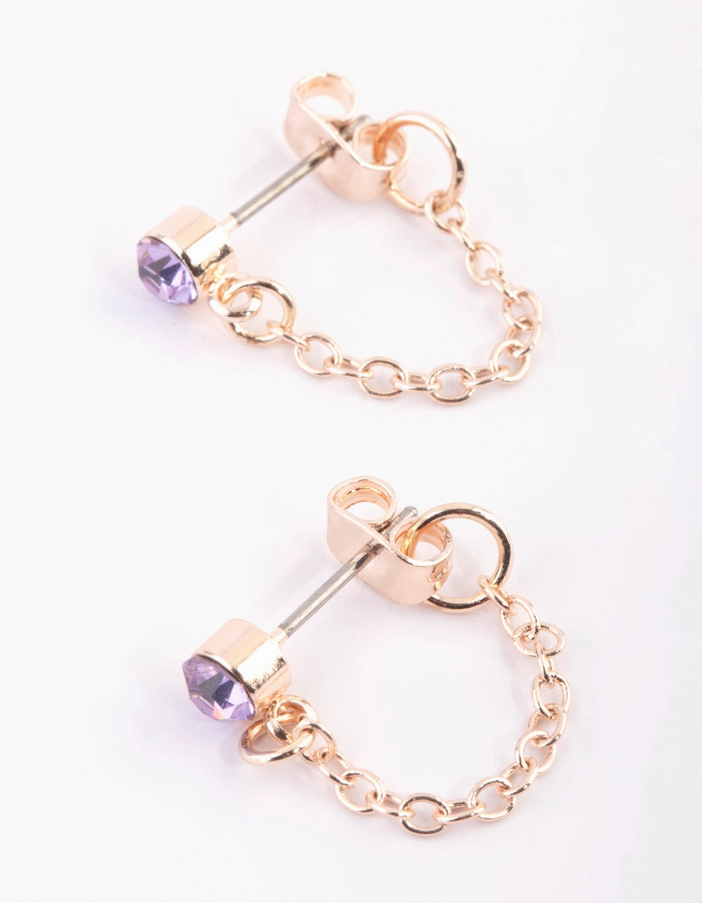 Evening Embellishment Sparkling Ornament Purple Diamante Jacket Earrings