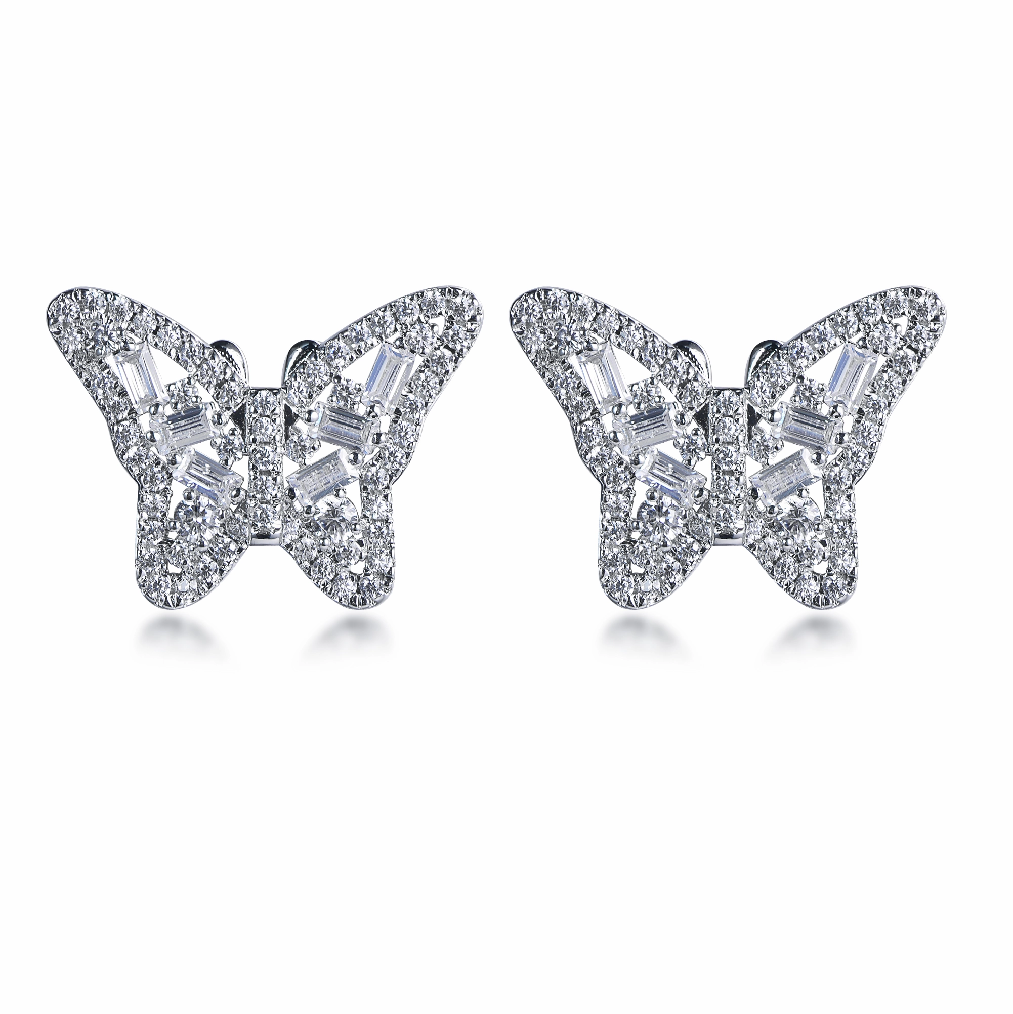 Sterling Silver Butterfly CZ Stud Earrings Radiant Selection Luxurious Accent