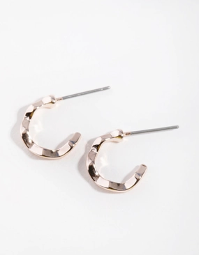 Rose Gold Squiggle Mini Hoop Earrings Refined Appearance Festive Accent