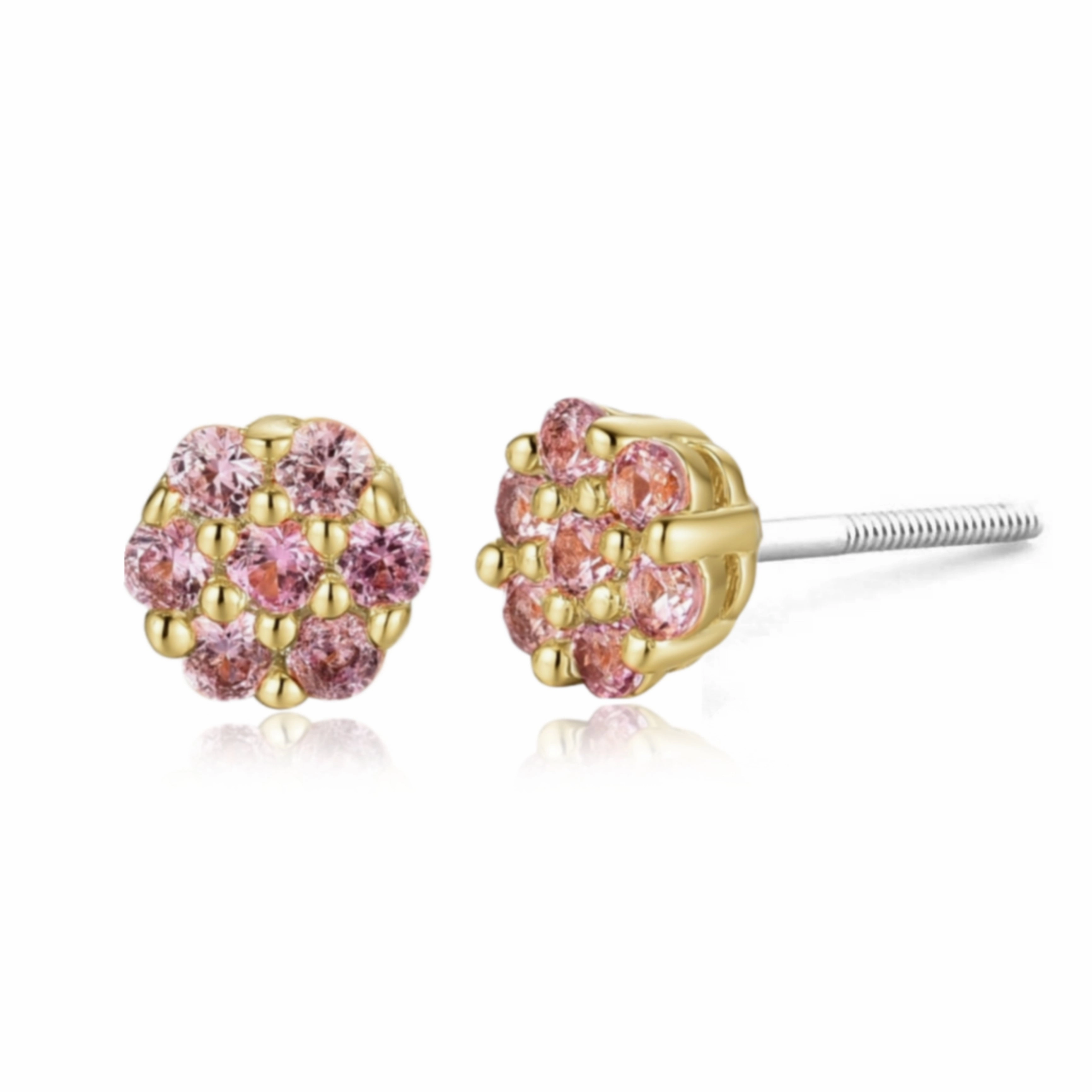 Surgical Steel Small 5mm Colored CZ Flower Stud Earrings Party Piece