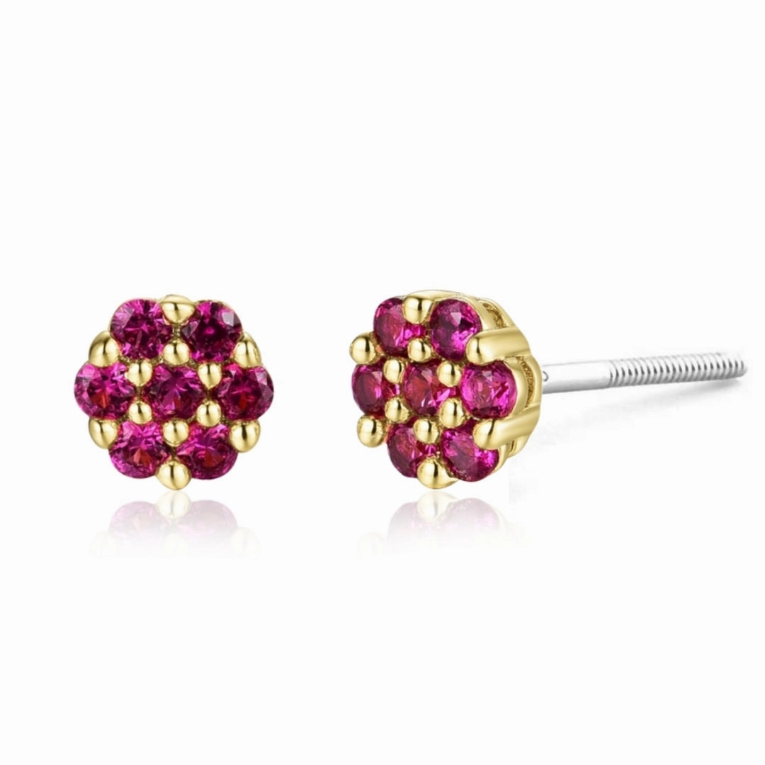 Sparkling Trinket Vacation Piece Surgical Steel Small 5mm Colored CZ Flower Stud Earrings